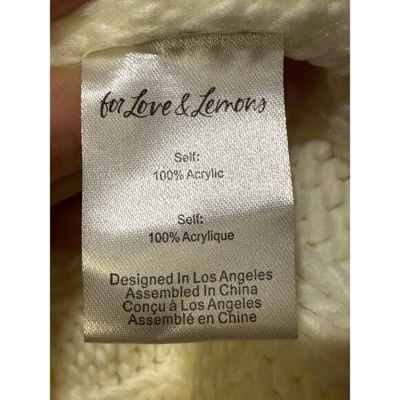 For Love & Lemons Jules Sweater Dress Cream Plus Size 1X NWT Ribbed Knit Fitted - Picture 14 of 16